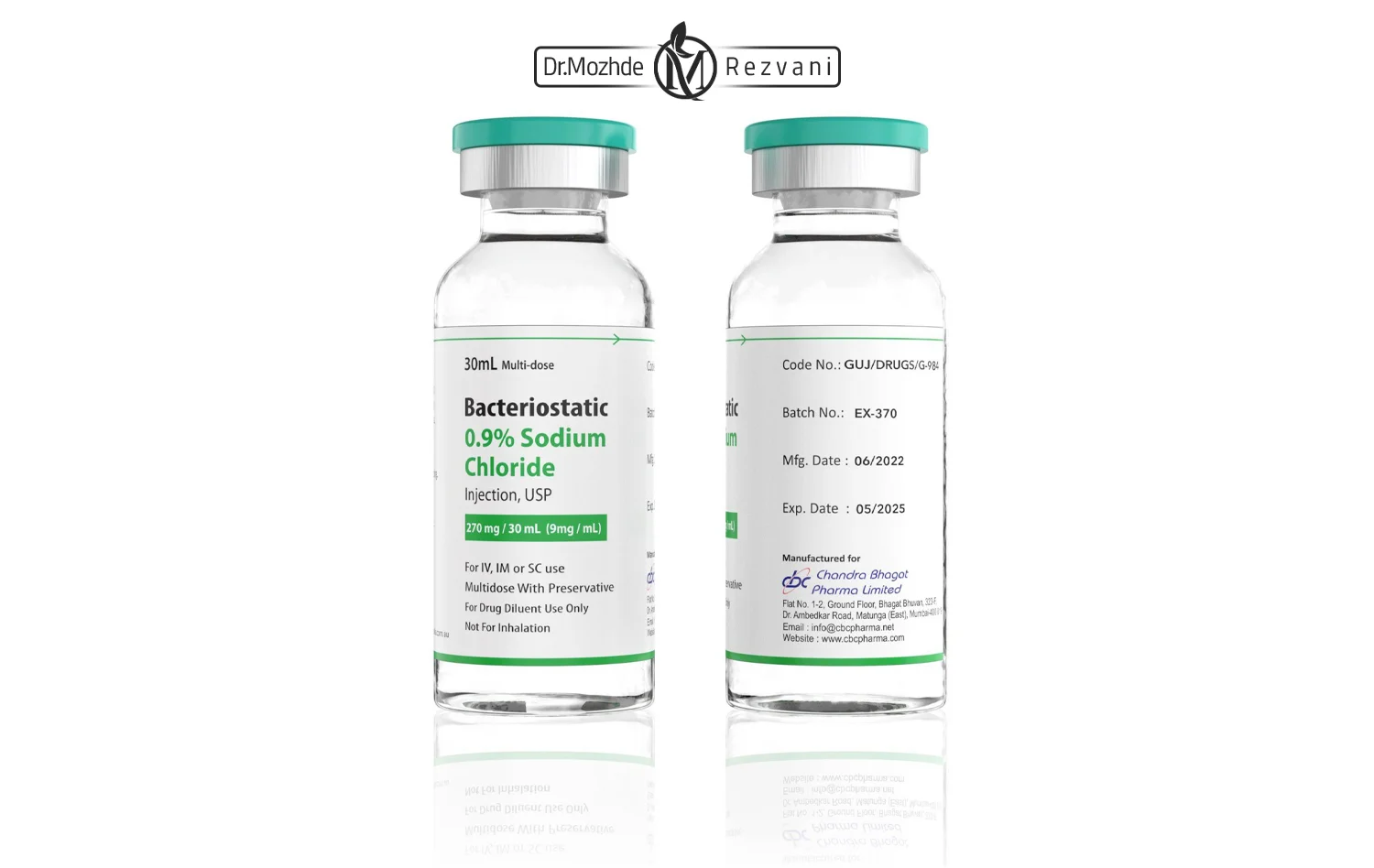 شیشه آب مقطر سدیم کلرید مورد استفاده در تزریق بوتاکس