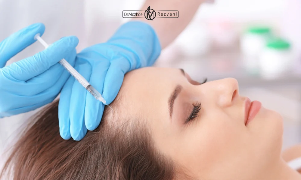 تزریق پی آر پی مو یک زیبای خانم توسط متخصص