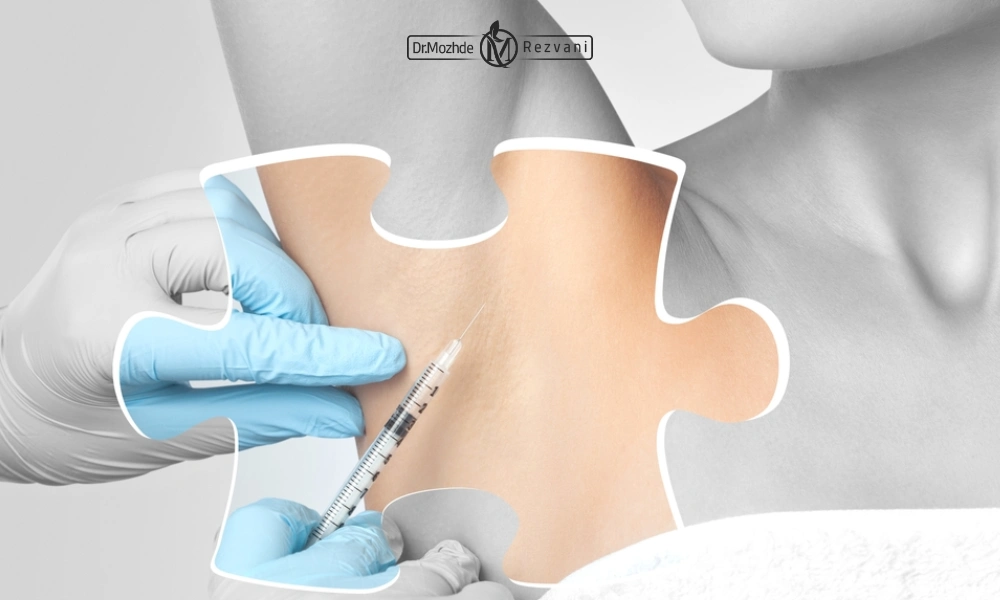 متقاضی خانم در حال دریافت بوتاکس زیر بغل