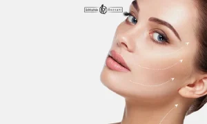 خانمی با چشم های آبی رنگ که به دوربین نگاه میکند | نخ سیلوئت