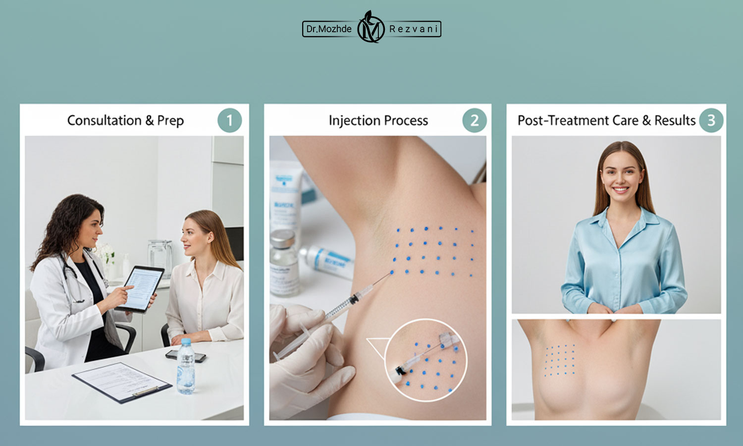مراحل تزریق بوتاکس زیر بغل